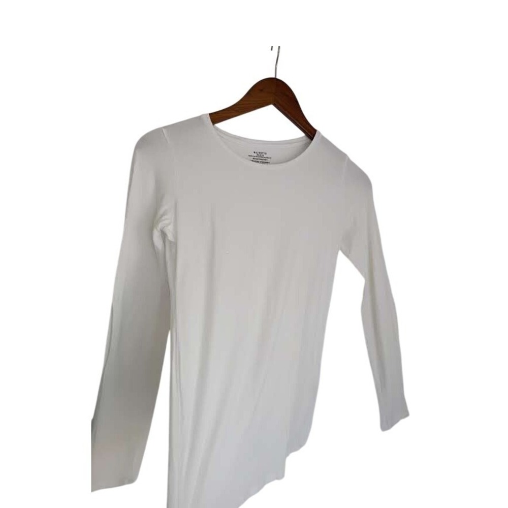 Majestic Paris White Winter‎ Viscose Long Sleeve Crew Neck Top S Slim Fit Luxe